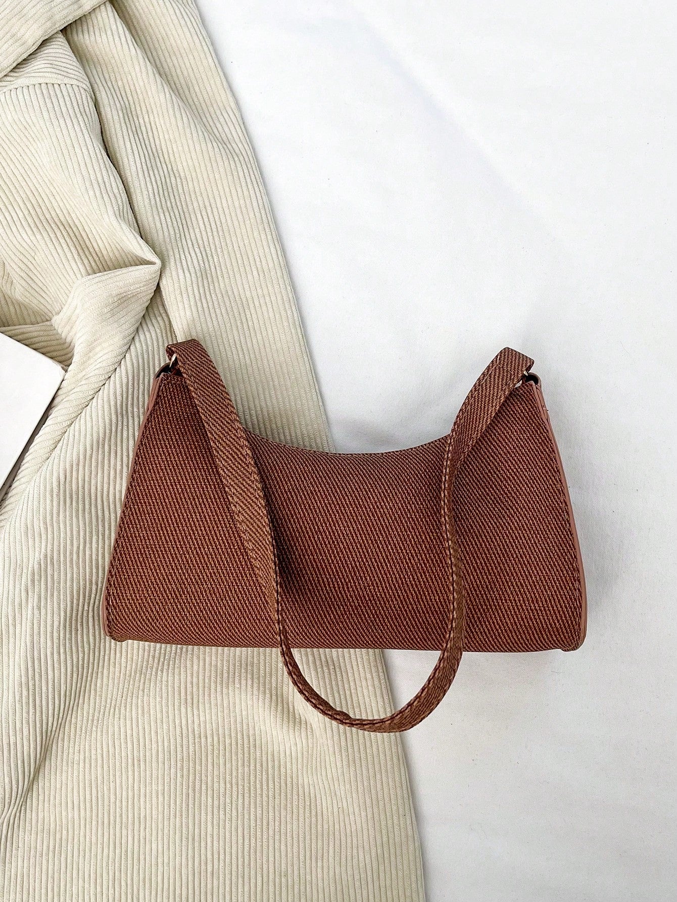 Solid Color & Minimalist & Luxury & Hobo Shoulder Bag For Men