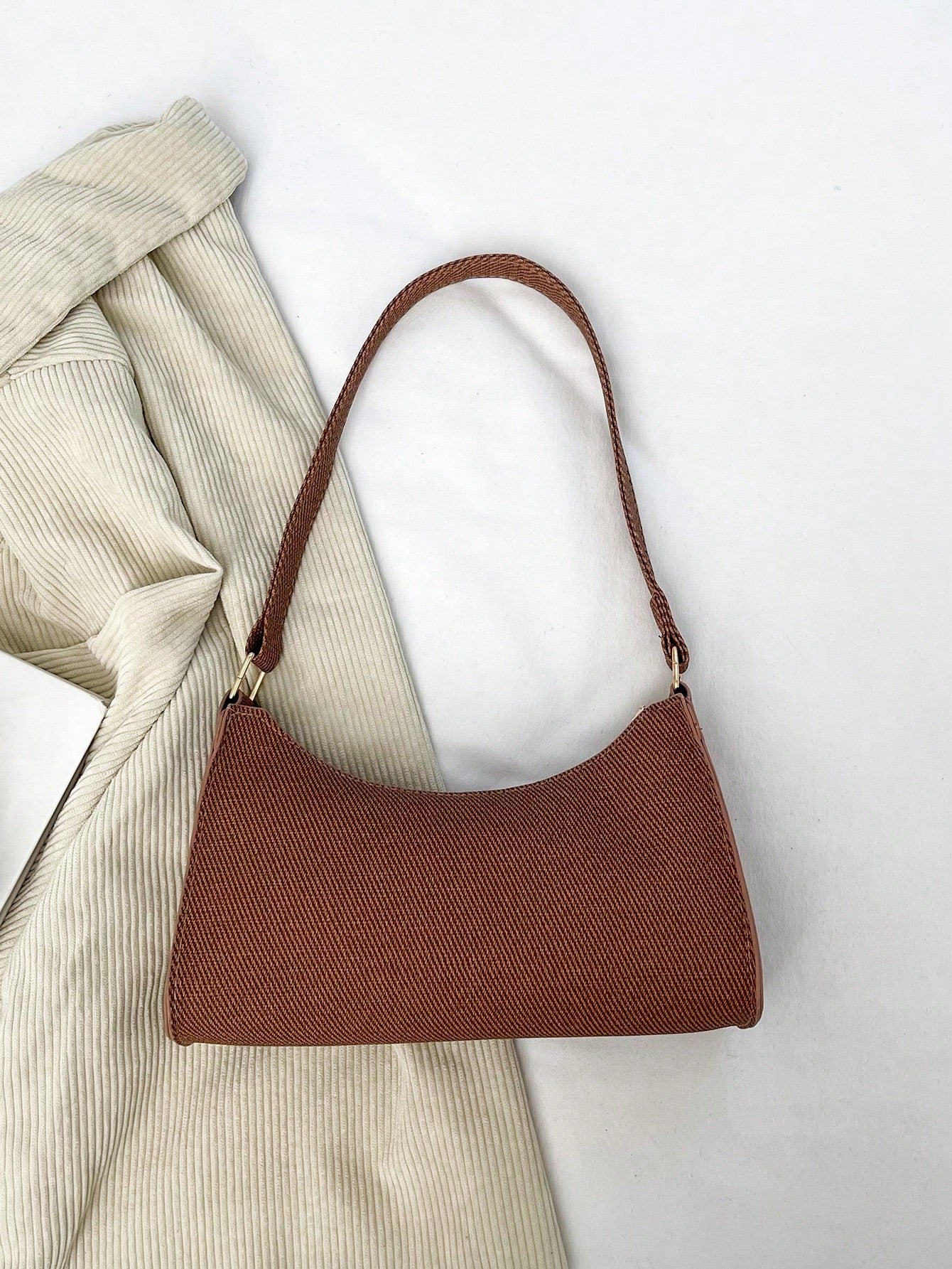 Solid Color & Minimalist & Luxury & Hobo Shoulder Bag For Men