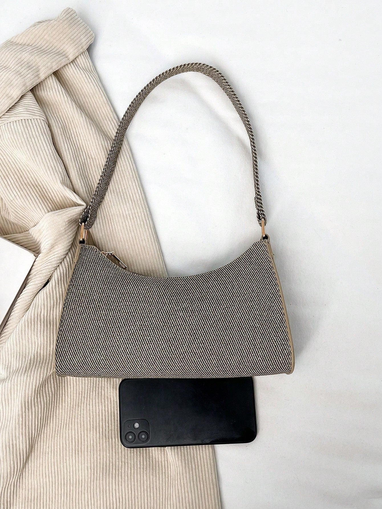 Solid Color & Minimalist & Luxury & Hobo Shoulder Bag For Men