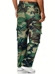 Manfinity EMRG Men's Camouflage Print Drawstring Waist Cargo Pants