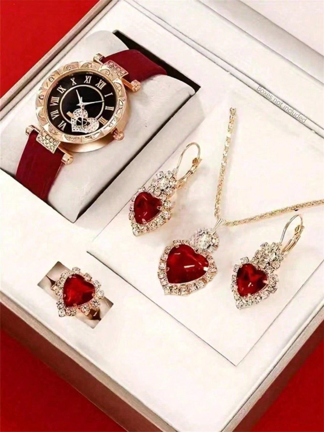 1 Women'S Quartz Watch Luxury Rhinestone Watch + Jewelry Set