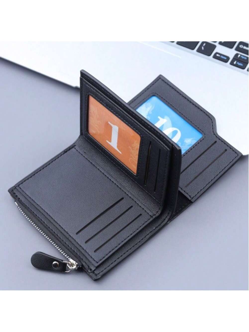 1 Pcs PU Leather Men'S Wallet Clutch Bag Card Holder Short Wallets Zipper Large Capacity Vintage Male Purses