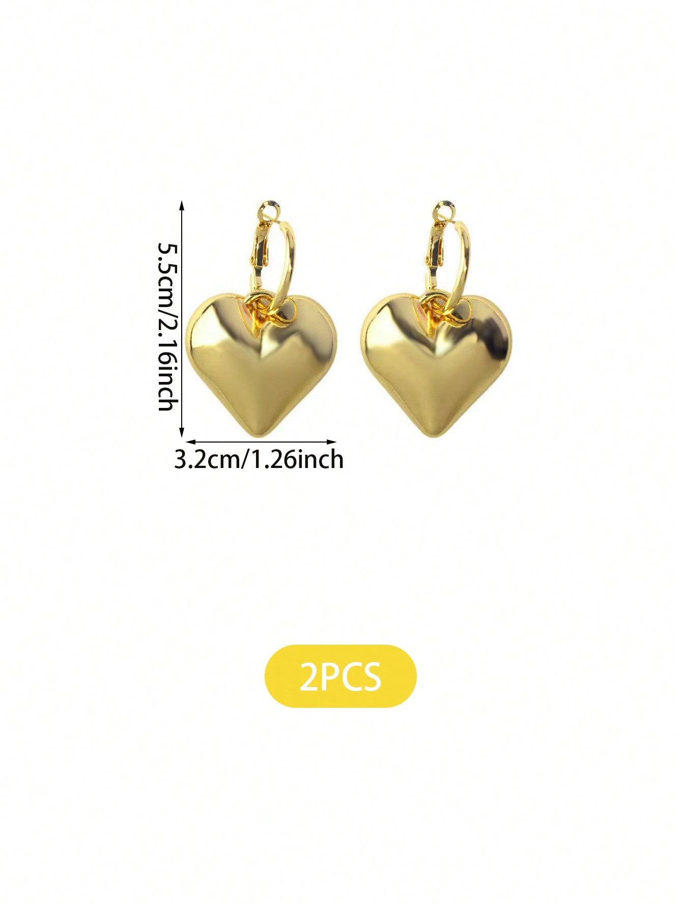 1pair Fashionable Exaggerated Metallic Embossed Heart Dangle Earrings For Women, Retro French Style Accessory