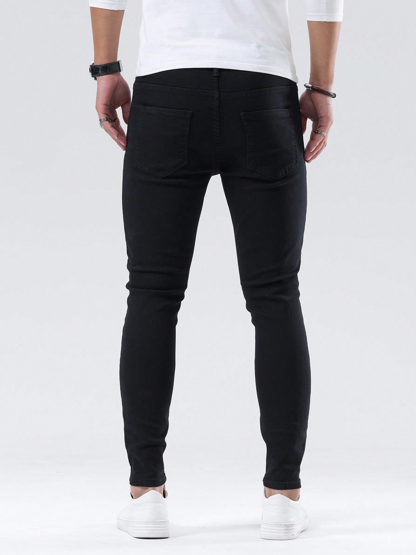 Manfinity Homme Men Contrast Stitch Skinny Jeans