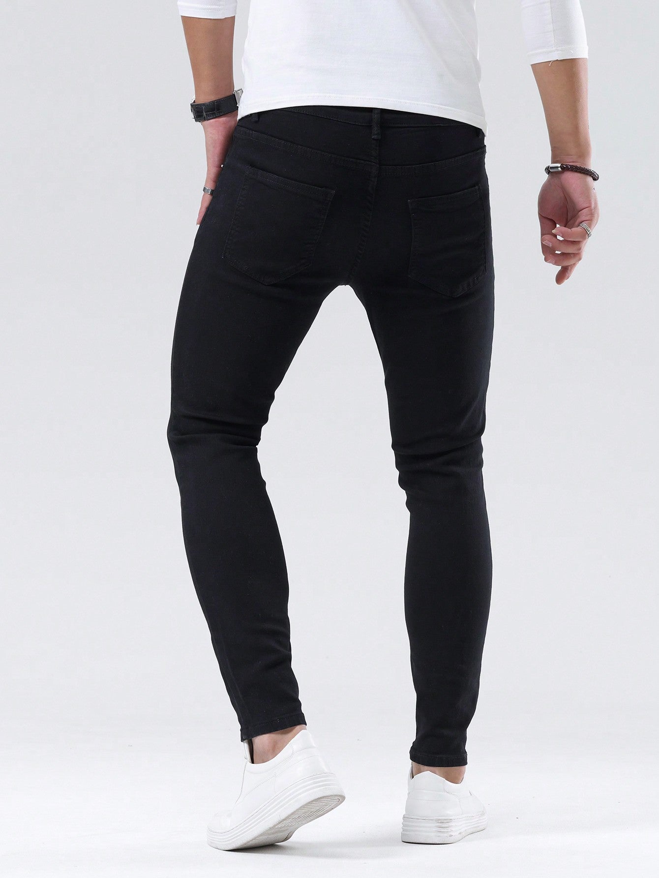 Manfinity Homme Men Contrast Stitch Skinny Jeans