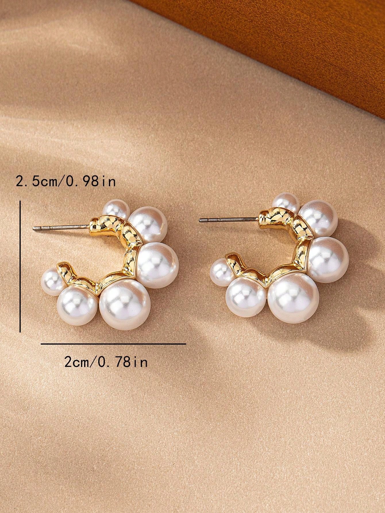 1pair Fashionable & Versatile Pearl Statement Earrings For Casual Outfits, Inspired By