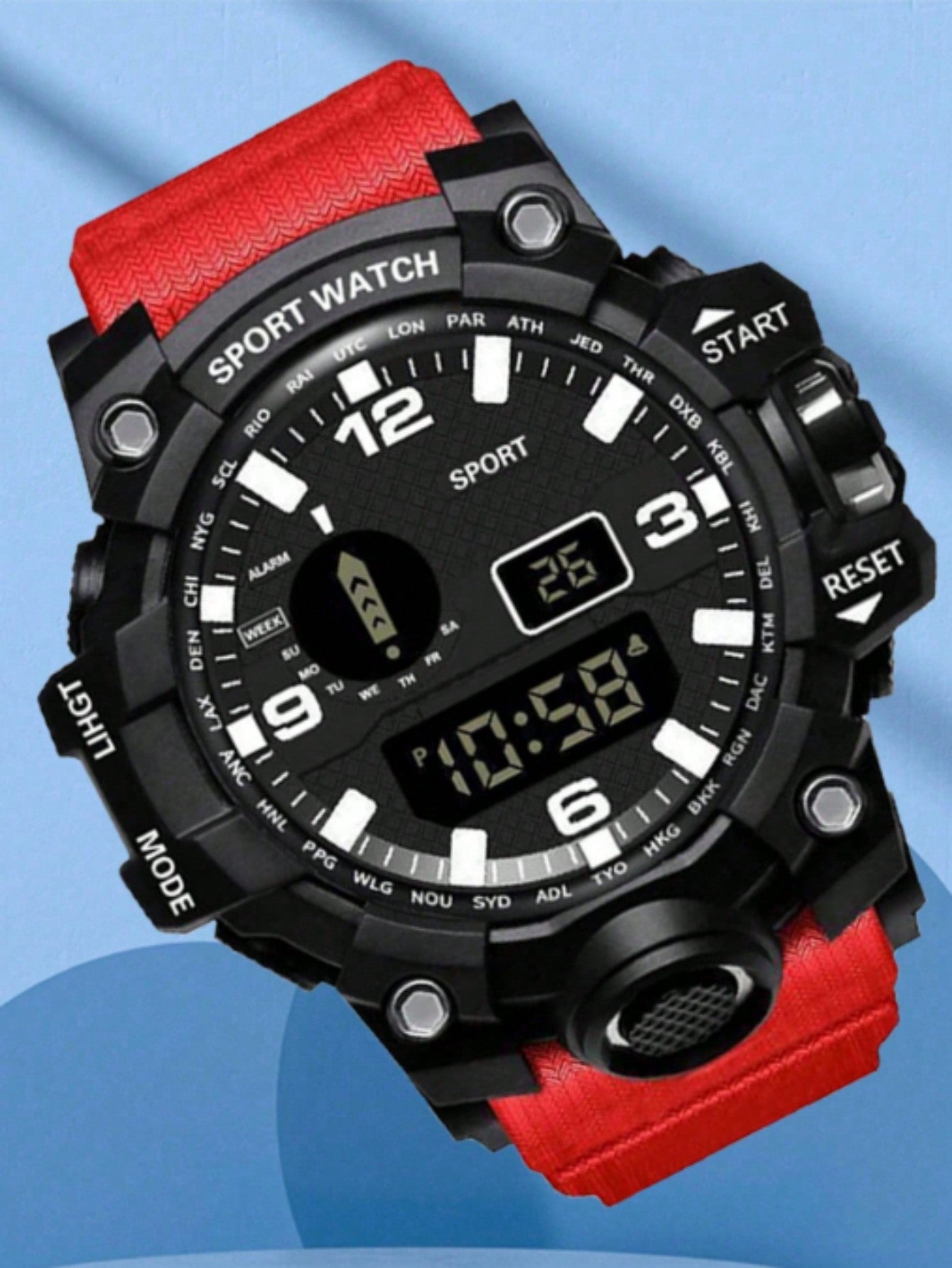 1pc Unisex Round Multifunctional Night Luminous Countdown Cool Warrior Pattern Students Fashion Sports Electronic Watch