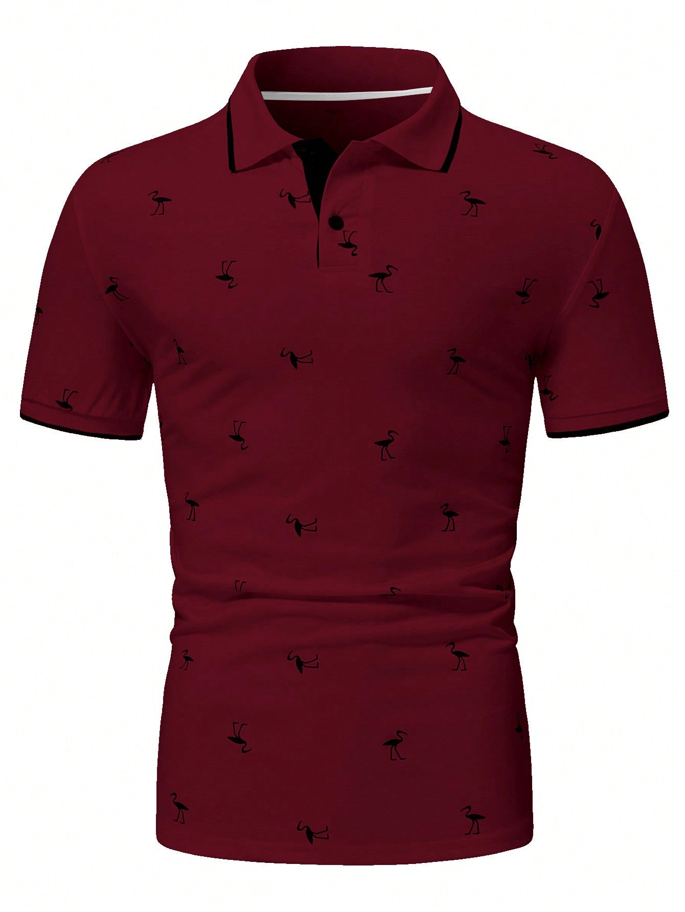 Manfinity RSRT Men Flamingo Print Contrast Trim Polo Shirt