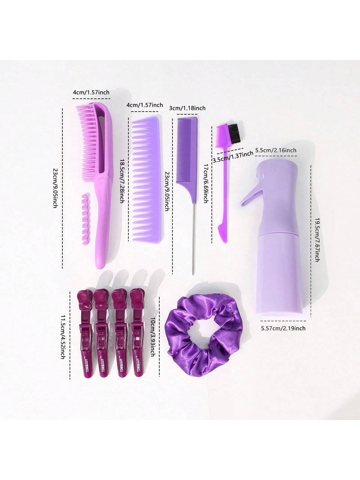 10Pcs Hair Brush Comb Set For Curly Hair With Hair Spray Bottle, Rat Tail Comb, Wide Tooth Comb, Crocodile Clips, Hair Styling Brush Set