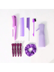 10Pcs Hair Brush Comb Set For Curly Hair With Hair Spray Bottle, Rat Tail Comb, Wide Tooth Comb, Crocodile Clips, Hair Styling Brush Set