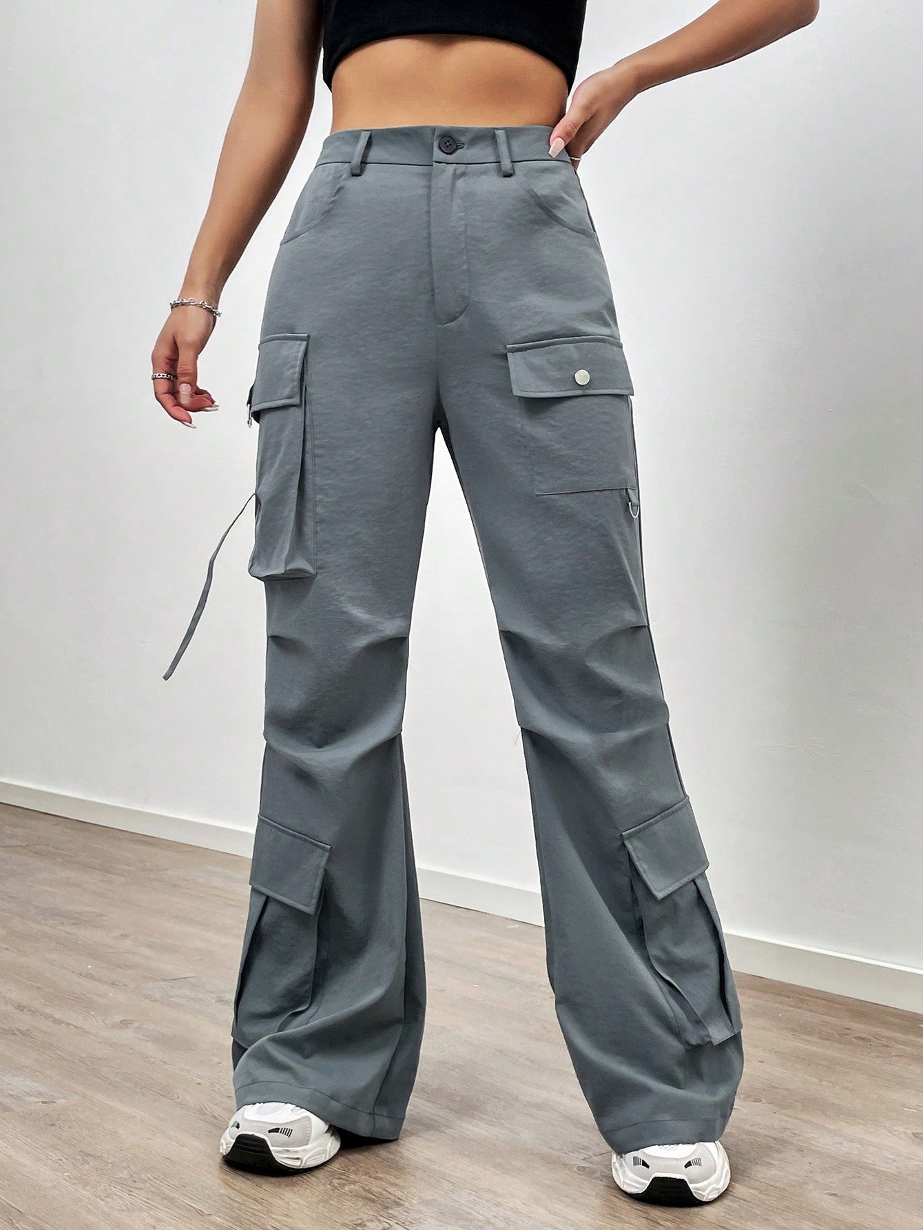 Multi-Pocket Flare Work Pants