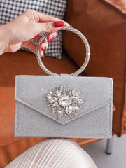 Sparkly Diamond Decor Evening Bag Women'S Fashionable Handbag For Party And Dance, With Shoulder Strap And Chain Link , Rhinestone Purse, Perfect For Party, Wedding, Prom, Dinner/Banquet, Matching With Wedding Dress, Formal Dresses, Prom Dress, Birthday D