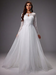 LUNE Lace Long Sleeve Gorgeous Wedding Party Maxi Dress