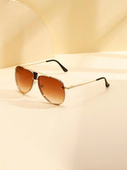 Personality Metal Pilot Frame Stylish Sunglasses, Unisex