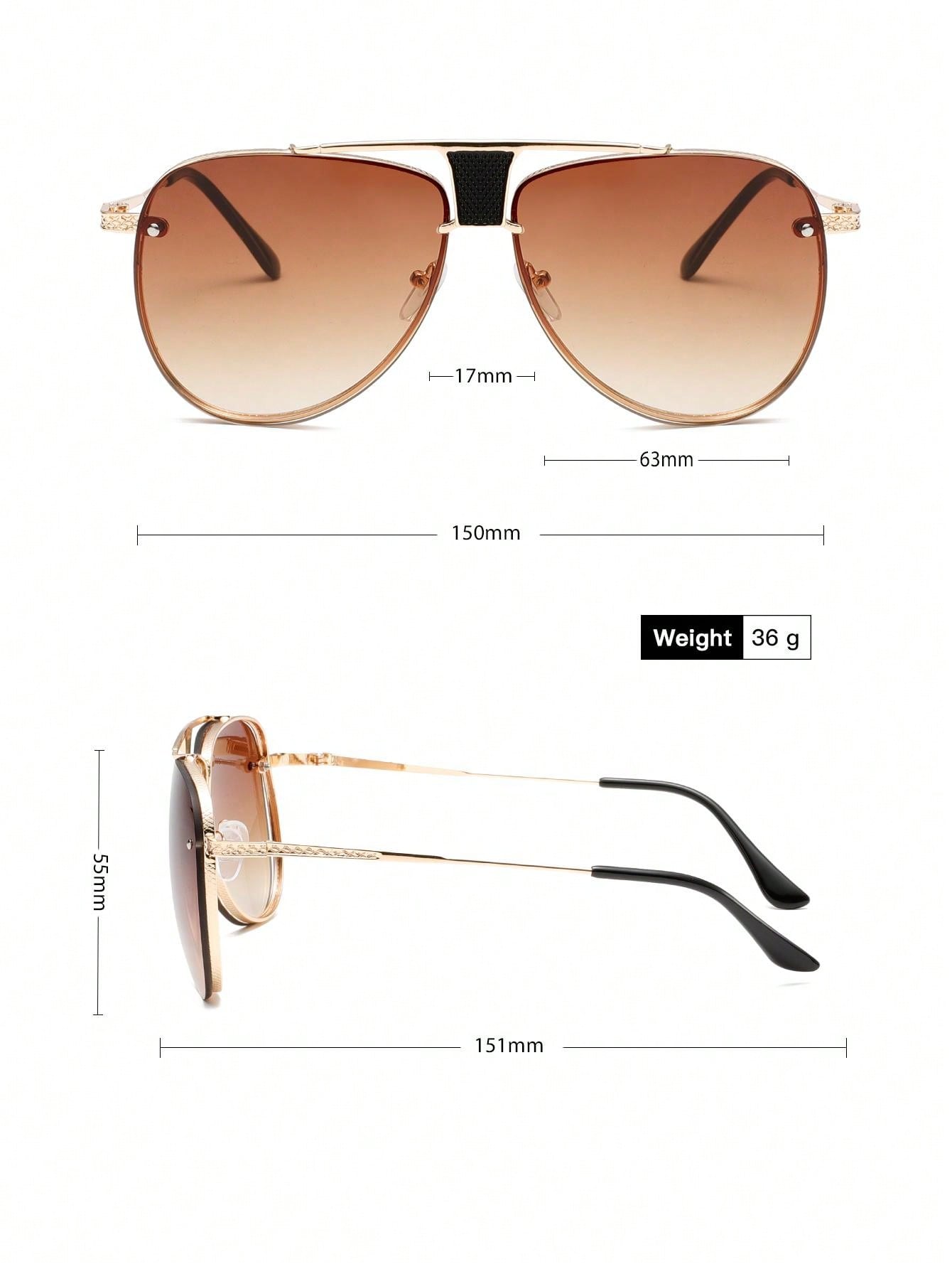 Personality Metal Pilot Frame Stylish Sunglasses, Unisex