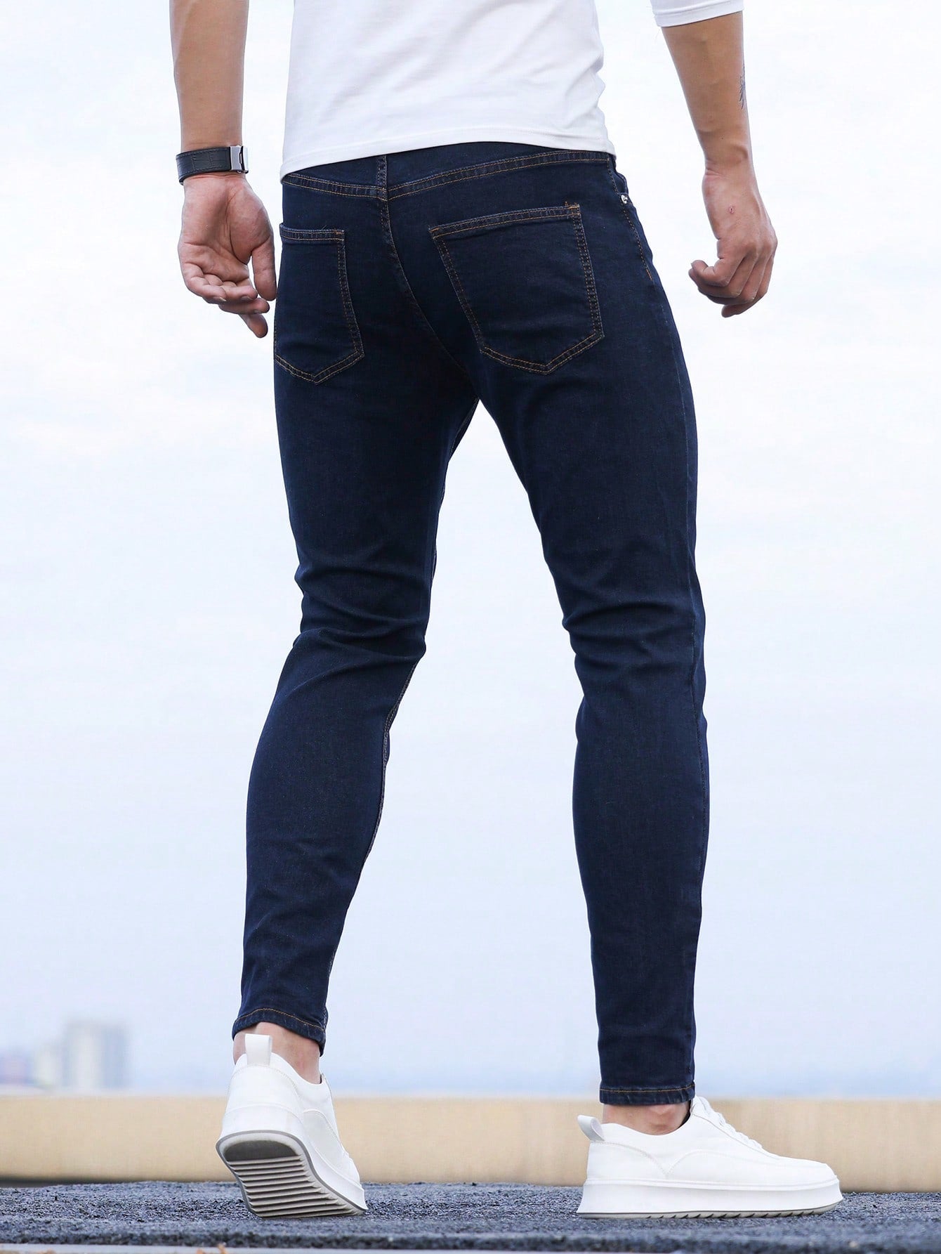 Manfinity Homme Men Contrast Stitch Skinny Jeans