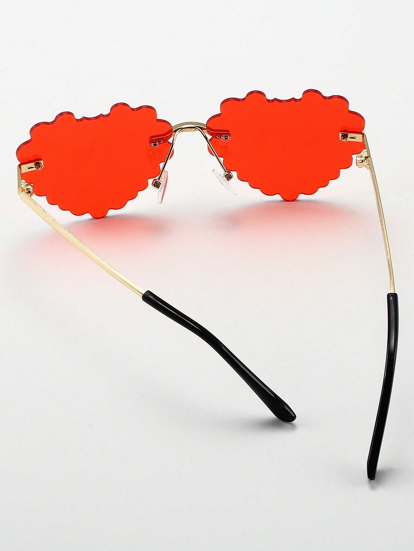 1pair Women'S Pc Decorated Heart Shaped Fashion Sunglasses Suitable For Christmas, Holiday Parties