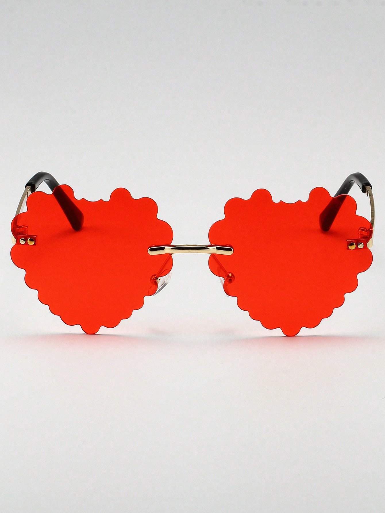 1pair Women'S Pc Decorated Heart Shaped Fashion Sunglasses Suitable For Christmas, Holiday Parties