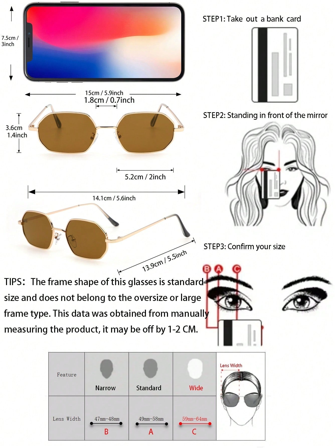 1pc Women Geometric Copper Fashion Tawny Frame Classical Sunglasses For Outdoor Travel UV Protection Accessories