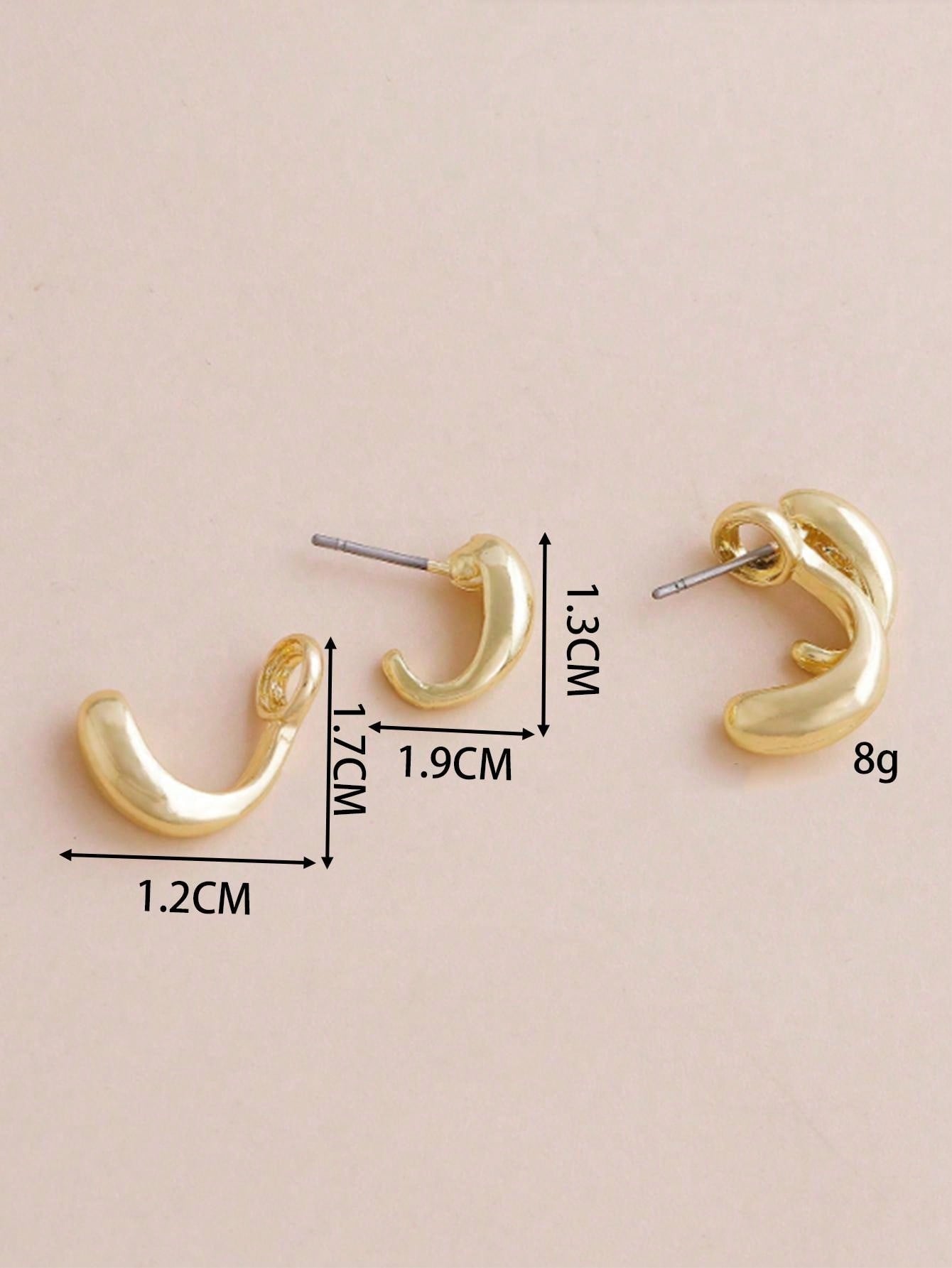 1pair New Arrivals Geometric Ellipse Hoop Earrings In Smooth Metallic Finish Retro Style Women's Accessory Ear Clip