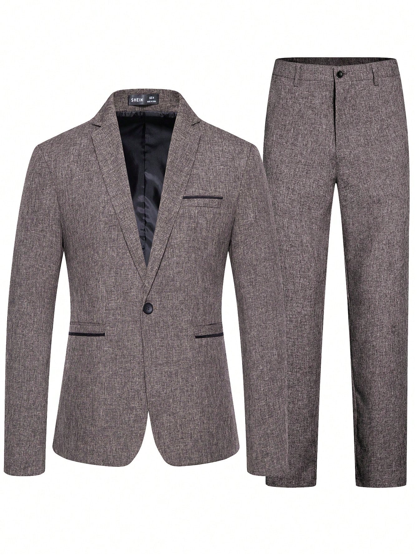 Manfinity Mode Men Space Dye Single Button Blazer & Pants Set