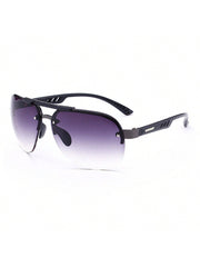 1pc Unisex Fashionable Anti-Reflective Black Framed Pc Material Sunglasses, Suitable For Four Seasons