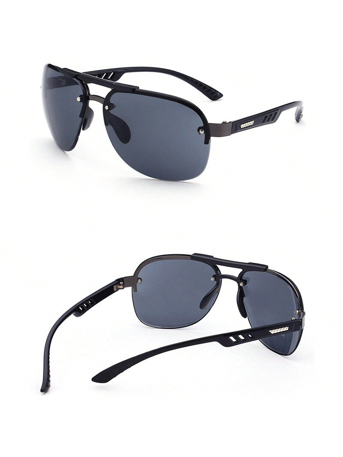 1pc Unisex Fashionable Anti-Reflective Black Framed Pc Material Sunglasses, Suitable For Four Seasons