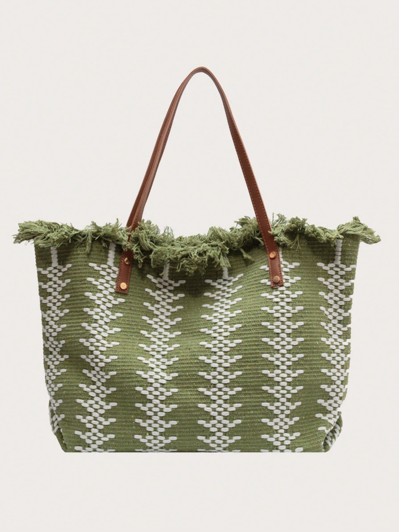 Straw Fringed Large Capacity Tote Bag, Lightweight Fashion Shoulder Bag, Exquisite Summer Beach Bag