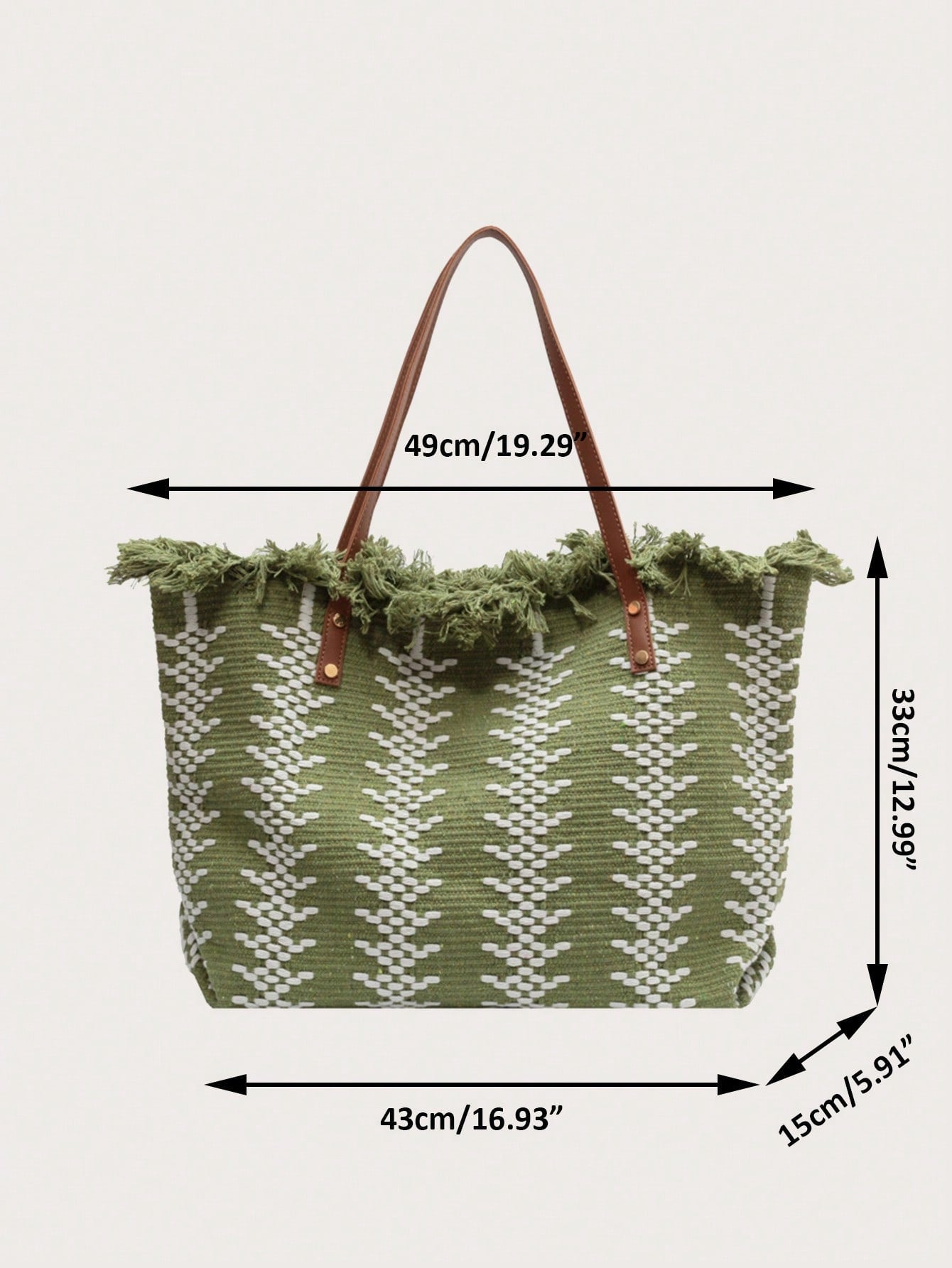 Straw Fringed Large Capacity Tote Bag, Lightweight Fashion Shoulder Bag, Exquisite Summer Beach Bag