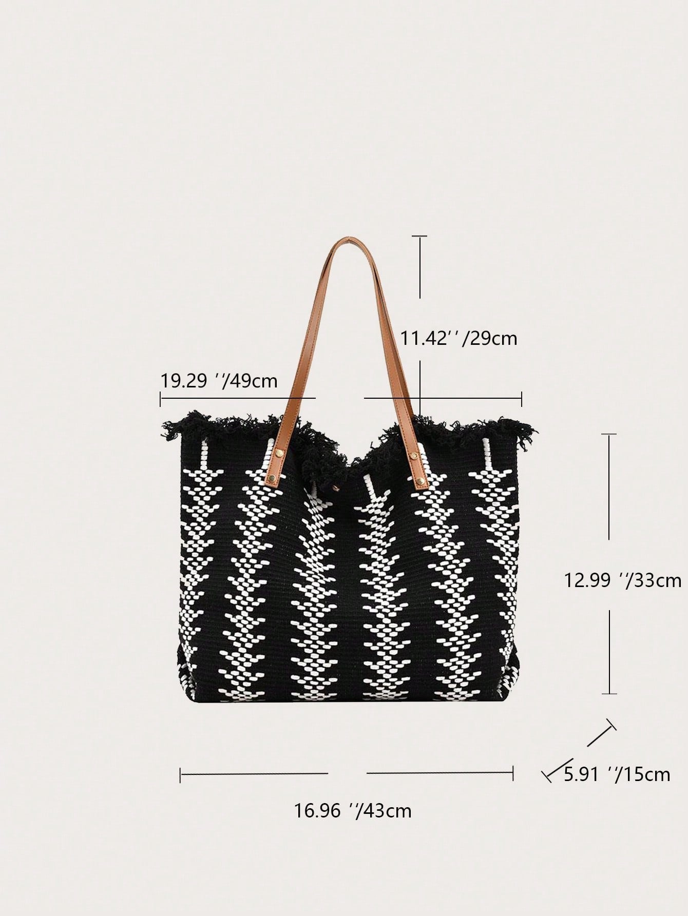 Straw Fringed Large Capacity Tote Bag, Lightweight Fashion Shoulder Bag, Exquisite Summer Beach Bag