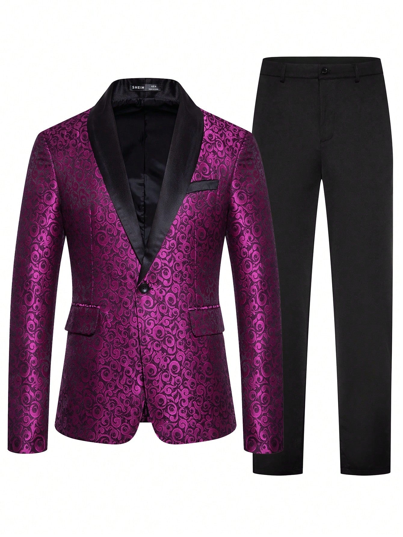 Manfinity Men Graphic Print Shawl Collar Blazer & Suit Pants