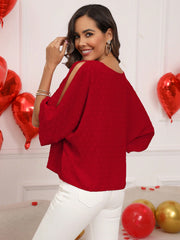 EMERY ROSE Valentine's Day Ladies' Jacquard V-Neck Blouse