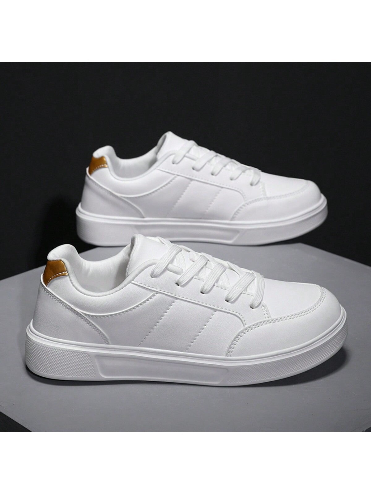 Women's White Leather Flat Casual Shoes, Fashionable, Durable, Comfortable Sneakers For Students