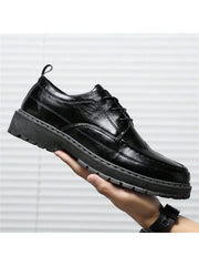 Solid Color Leather Shoes For Men With British Style Pointed Toe Soft Outsole, Suitable For Business Formal Occasions