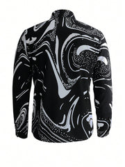 Men's Long Sleeve Abstract Flower Pattern Shirt With Digital Printing