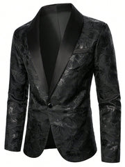 Manfinity AFTRDRK Men's Jacquard Shawl Collar Suit Jacket And Solid Color Pants Two Piece Set