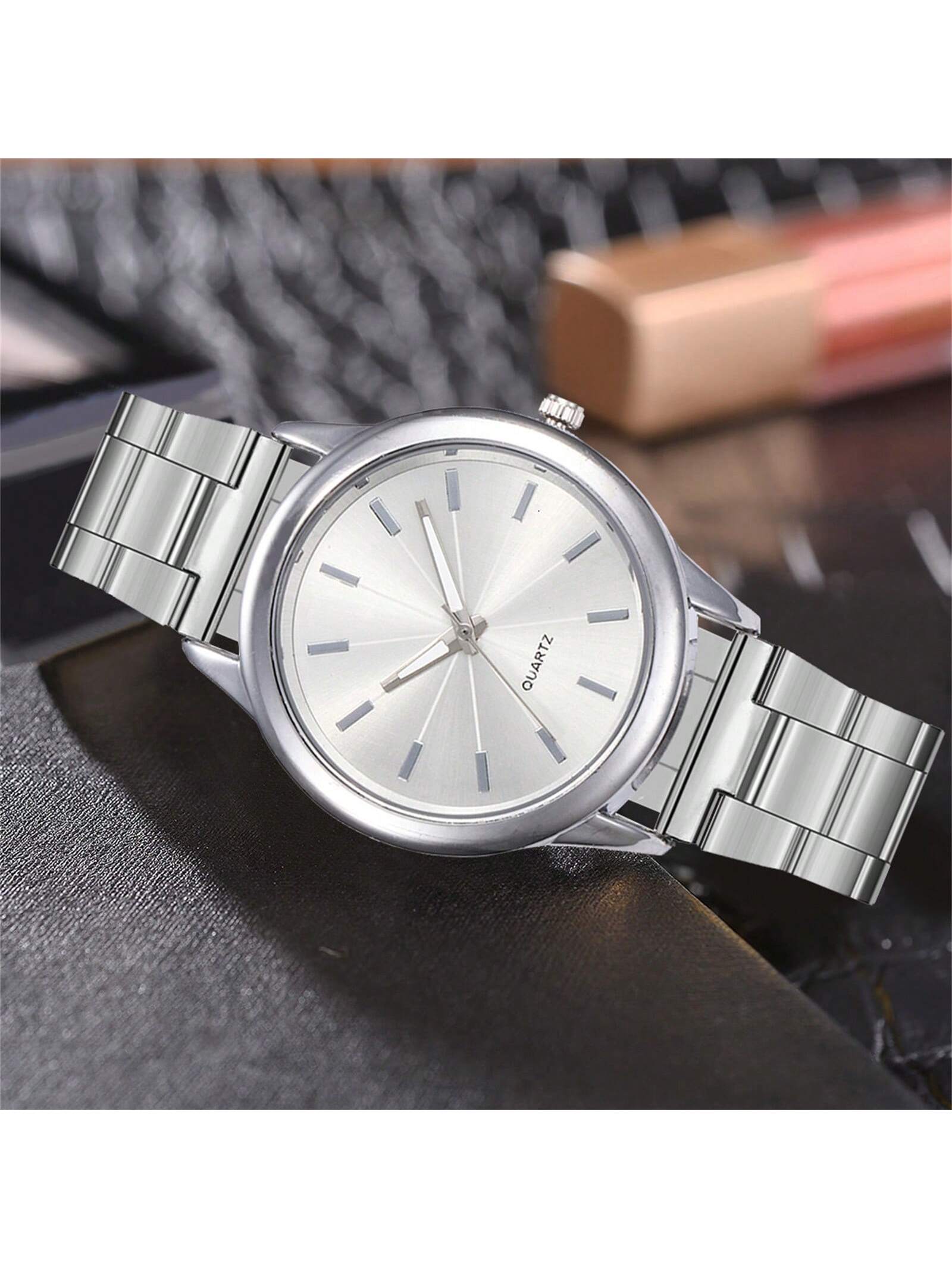 1pc Gmt Stainless Steel Strap Women's Watch, Fashionable Business Style High-End Quartz Wristwatch