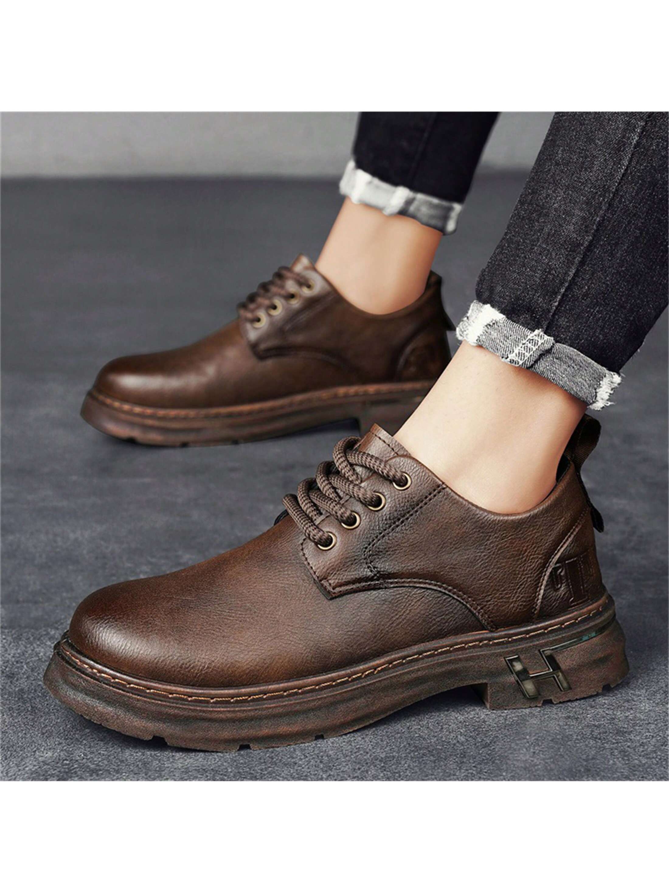 Men's Low-Cut Business Black Retro Casual British Style Shoes