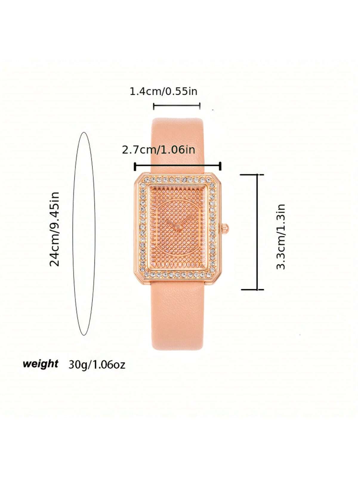 1pc Ladies' Elegant Fashion Leather Strap Quartz Wristwatch