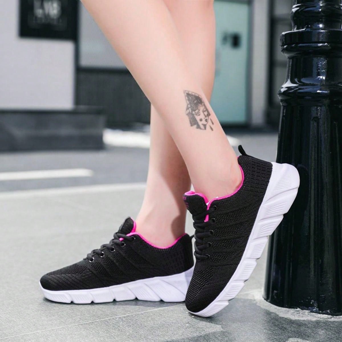 Women's Mesh Sports Shoes Breathable And Lightweight Running Shoes For Students Middle School Girls, Shock-Absorbing Athletic Sneakers For Walking Travel