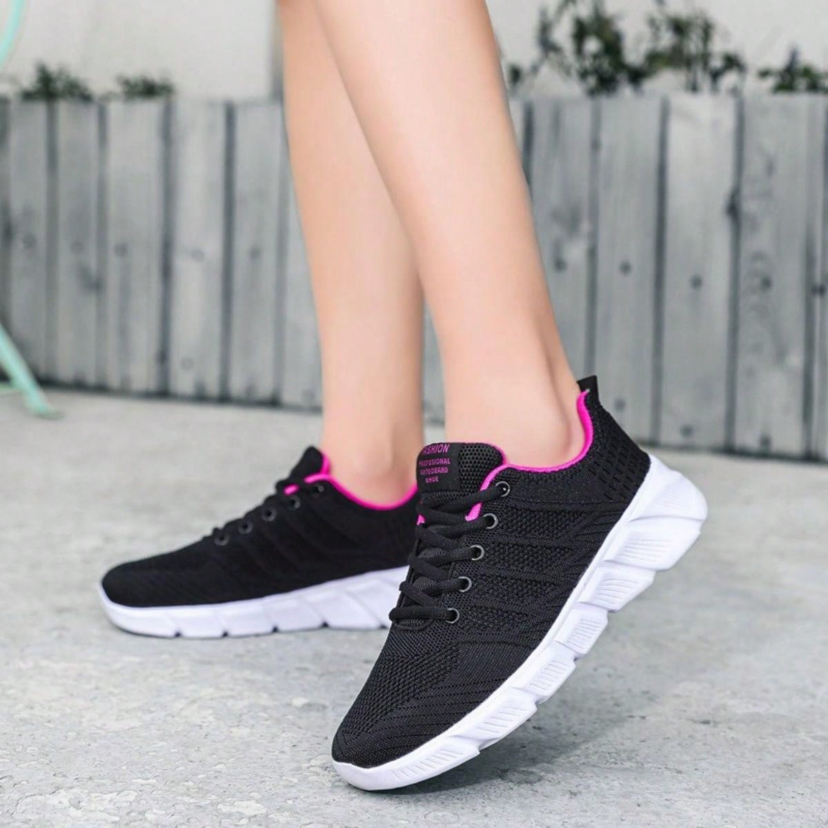 Women's Mesh Sports Shoes Breathable And Lightweight Running Shoes For Students Middle School Girls, Shock-Absorbing Athletic Sneakers For Walking Travel