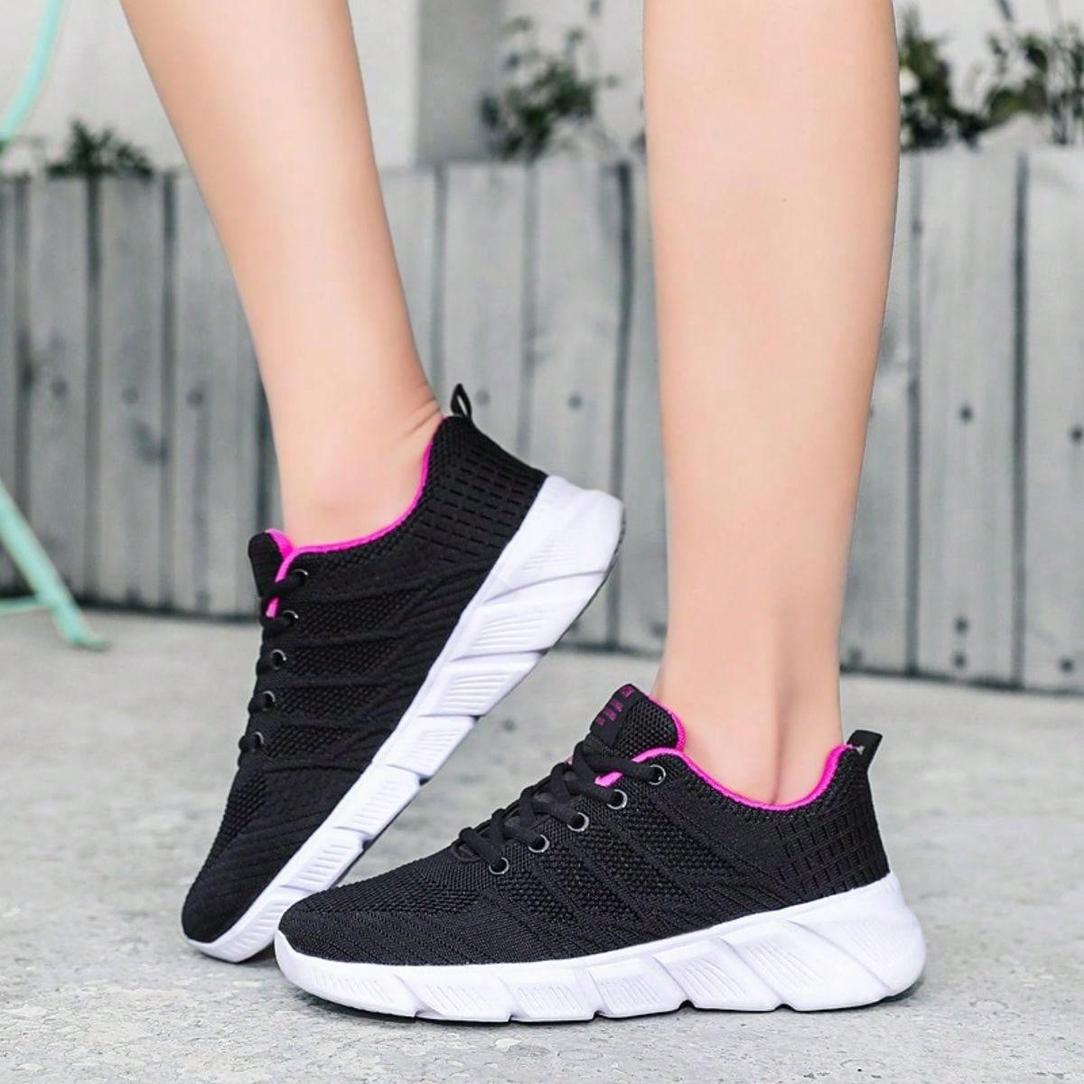 Women's Mesh Sports Shoes Breathable And Lightweight Running Shoes For Students Middle School Girls, Shock-Absorbing Athletic Sneakers For Walking Travel