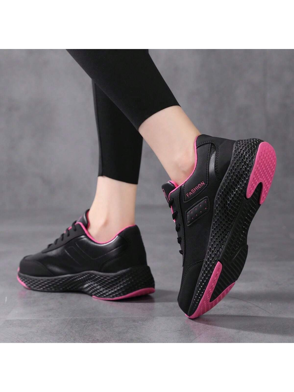 Women's Leather Surface Pink Shoes, Waterproof, Slip-Resistant, Lightweight, Comfortable Fitness Running Shoes, Shock-Absorbing & For Learning To Drive. Casual, Very Lightweight, Good For Students.