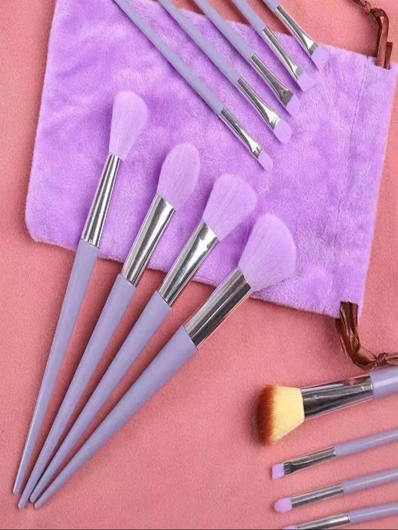 13pcs Violet Makeup Brush Set And Storage Bag Brush Bristles Soft 13 Blush Eyeshadow Concealer Foundation Loose Powder Highlighter Brush Eyebrow Brush Lip Brush Concealer Brush Beginner Makeup Kit Perfect Gift For Valentine'S Day