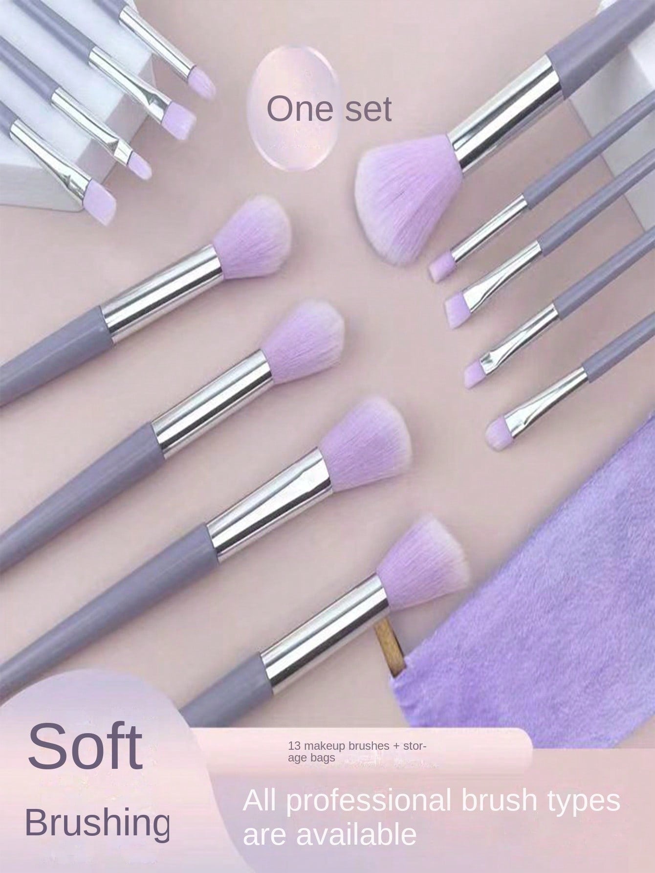 13pcs Violet Makeup Brush Set And Storage Bag Brush Bristles Soft 13 Blush Eyeshadow Concealer Foundation Loose Powder Highlighter Brush Eyebrow Brush Lip Brush Concealer Brush Beginner Makeup Kit Perfect Gift For Valentine'S Day