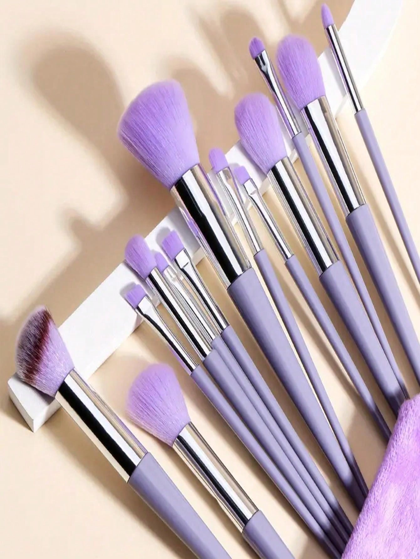 13pcs Violet Makeup Brush Set And Storage Bag Brush Bristles Soft 13 Blush Eyeshadow Concealer Foundation Loose Powder Highlighter Brush Eyebrow Brush Lip Brush Concealer Brush Beginner Makeup Kit Perfect Gift For Valentine'S Day