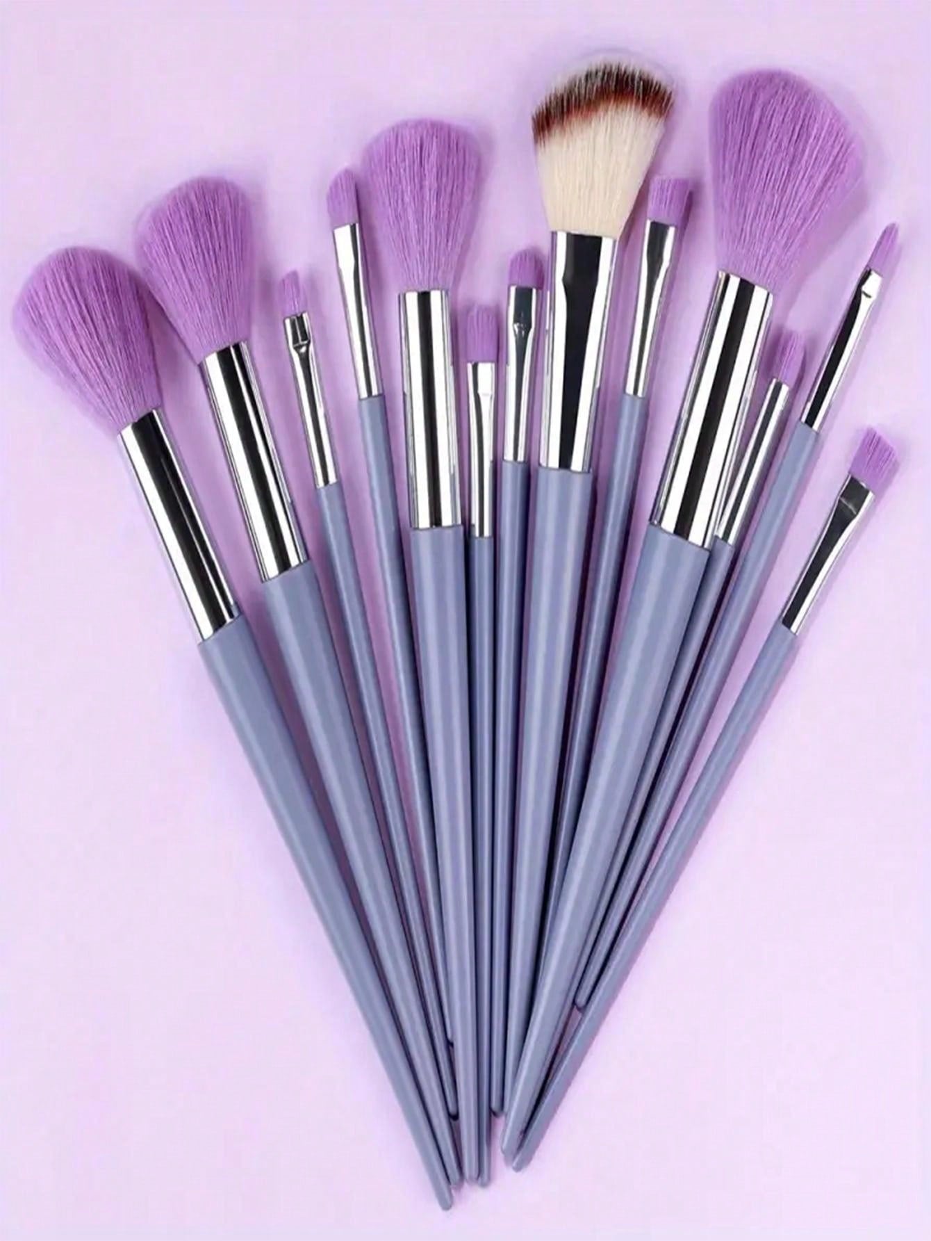 13pcs Violet Makeup Brush Set And Storage Bag Brush Bristles Soft 13 Blush Eyeshadow Concealer Foundation Loose Powder Highlighter Brush Eyebrow Brush Lip Brush Concealer Brush Beginner Makeup Kit Perfect Gift For Valentine'S Day