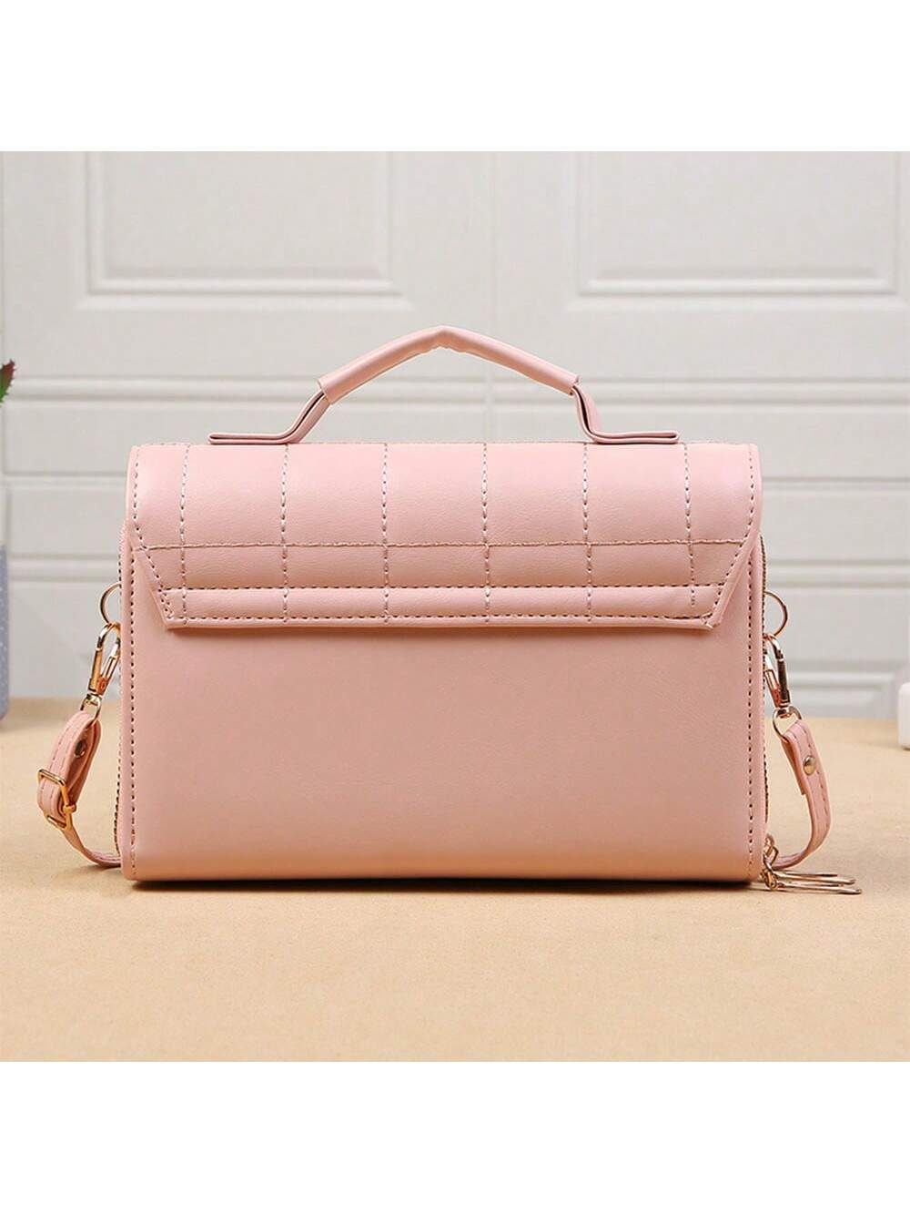 Women's New Pu Leather Shoulder Bag With Multiple Zipper Pockets, Heart-Shaped Buckle, Twist Lock, Crossbody, Fashionable, Multi-Purpose, Handbag & Phone Pocket