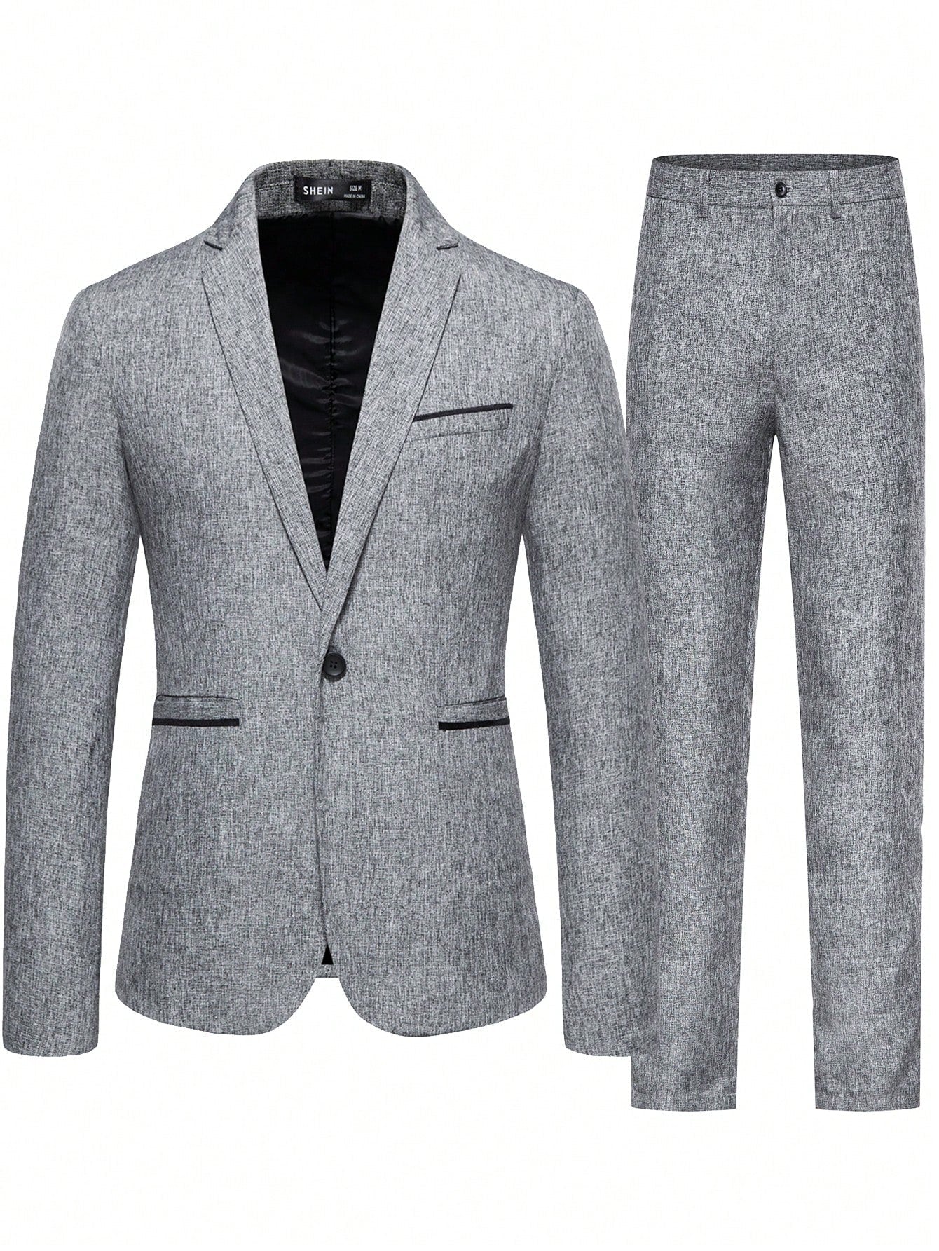 Manfinity Mode Men Space Dye Single Button Blazer & Pants Set