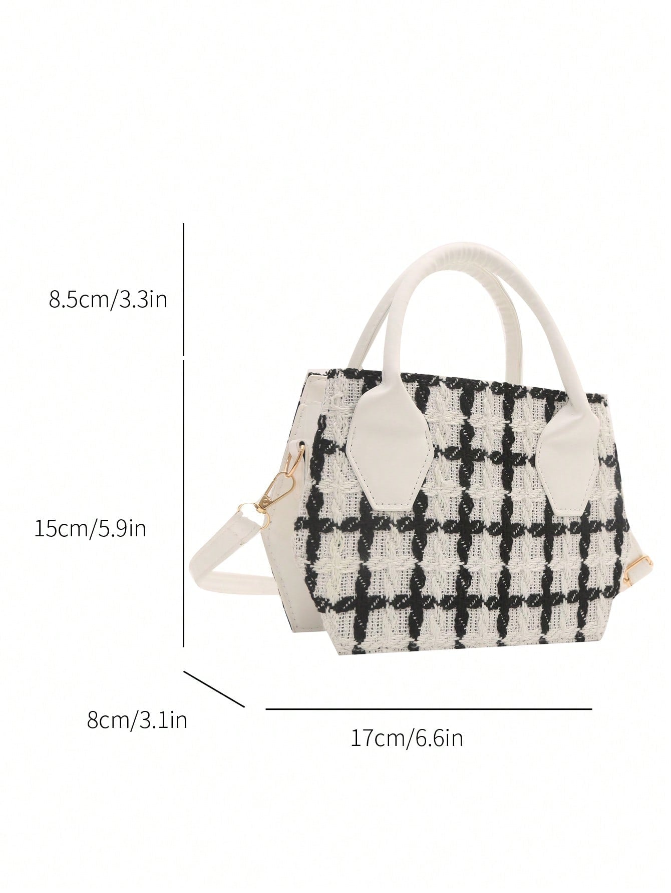 1 Contrasting Color Patchwork Crossbody Bag, Checkered And Adjustable Shoulder Strap Mini Handbag